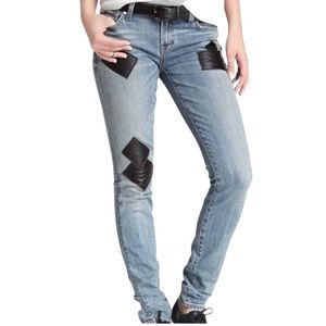 RARE!!! Textile Elizabeth & James Textile Neil Leather Patch Denim Jeans Size 29